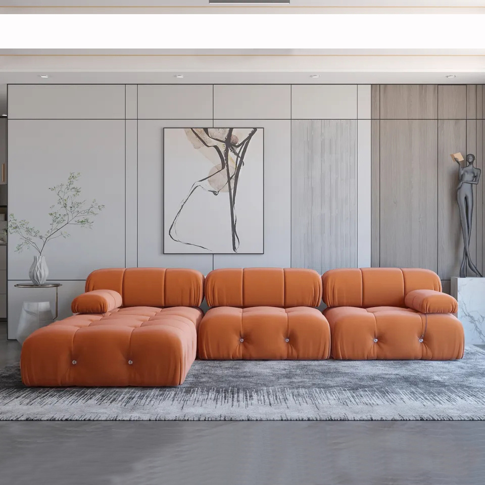 Luxury Design L shape Sectional Sofa seat living room velvet Combination sofa chaise lounge couch canape salon Modular sofa