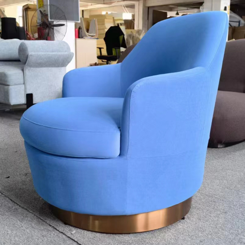 Modern High Back Leisure Single Sofa Chair Velvet Fabric stainless steel base Custom Living Room Home Furniture Leisure Chair