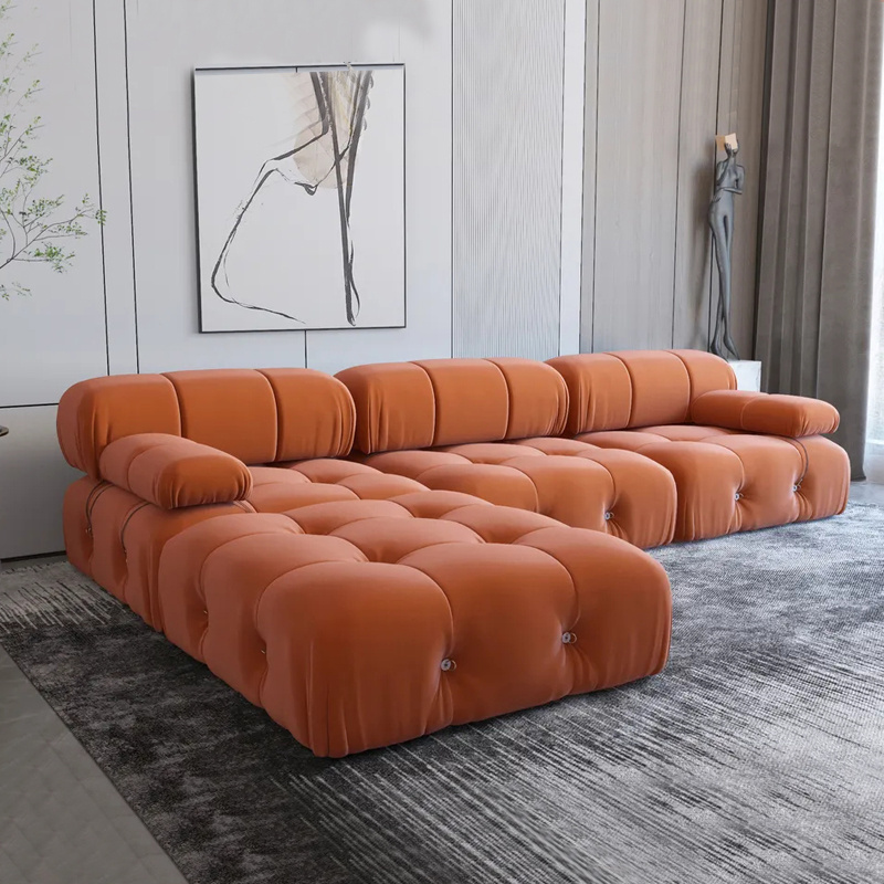 Luxury Design L shape Sectional Sofa seat living room velvet Combination sofa chaise lounge couch canape salon Modular sofa