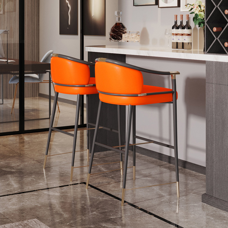 Modern Luxury Stainless Steel Unique High Bar Armchair Black Legs velvet Fabric Bar Stool Chair For Kitchen Restaurant Hotel