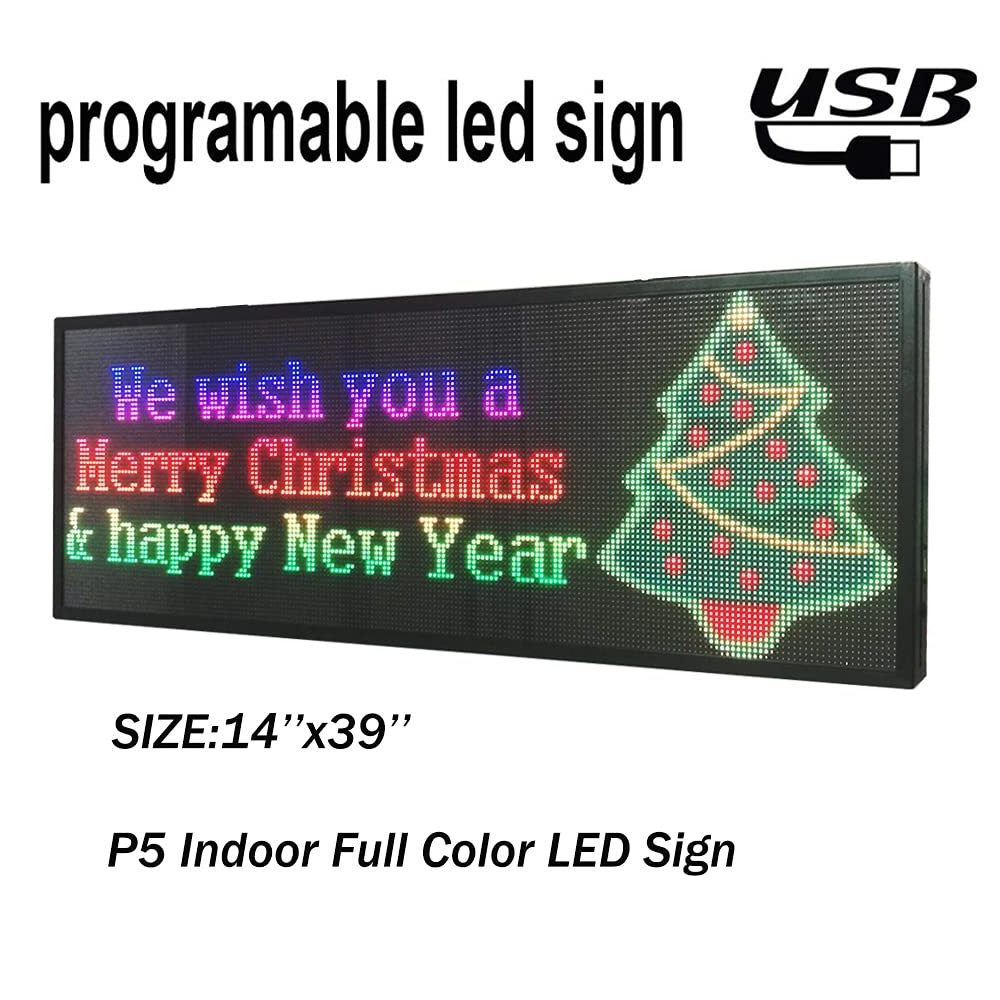 P10 LED Sign Programmable LED Signs Full Color LED Scrolling Sign 40*8 Display Indoor LED Advertising Display Board