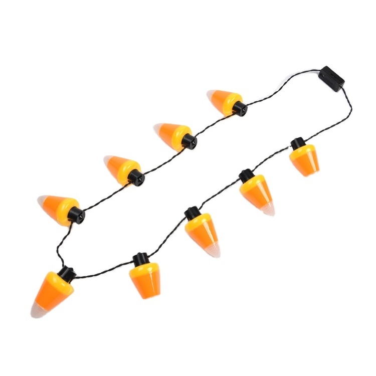 8 LED Halloween Big Spooky Funny Flashing Necklace Light Up Halloween Gift Ghost Pumpkin  Crazy Decoration Necklace for Kid