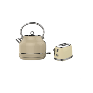 Popular Faint Yellow Breakfast Set 1.7 L Tea Water Kettle And 2 Slices Toaster with Silver Ornament