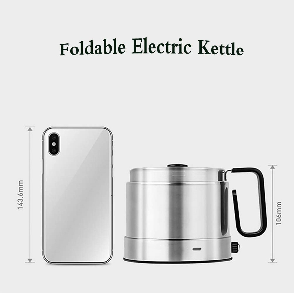 0.55L Travel Folding Electric Kettle - Dual Voltage- Fast Boiled - Food Grade Silicone & 304 Stainless Steel-Boil Dry Protection