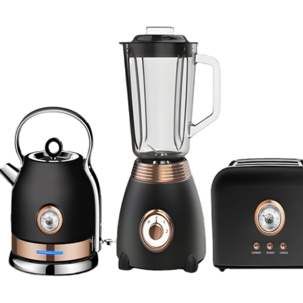 Elegant 220V Retro Tower Shape Electric Kettle 1.7L With Temperature Display & Unique toaster & Blender set kitchen appliances