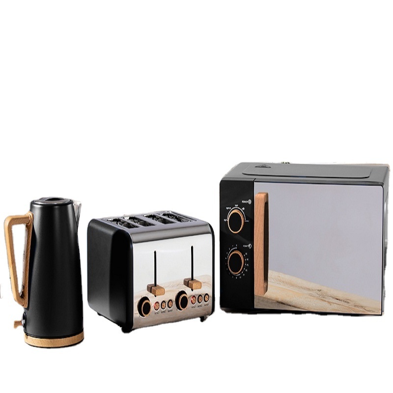 Household 700W Microwave Oven 1.8L/2200W Kettle 2 slice Toaster Kitchen Appliance Combination 3pcs Breakfast Set