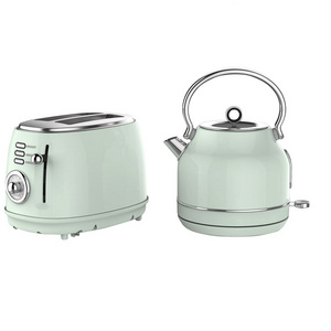 Mint Green Beautiful Breakfast Set 1.7L Water Boil Electric Kettle and 2 Slice Fast Heating Bread Toaster Set