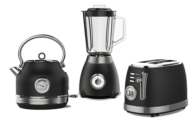 Elegant 220V Retro Tower Shape Electric Kettle 1.7L With Temperature Display & Unique toaster & Blender set kitchen appliances