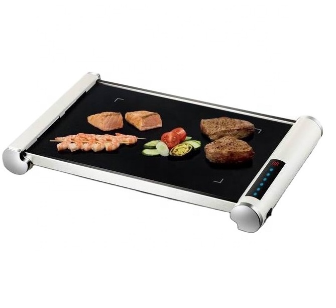 Table Grill High Efficient Fast Heating Ceramic Grilling Surface Hard-Wearing Glass Touch Control Best Electric Plate Grill