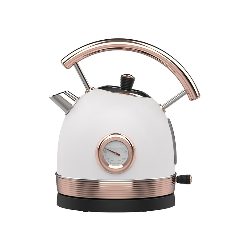 Retro Electric Kettle Kitchen Household Stainless Steel 1.8L Tea Kettle with Thermometer