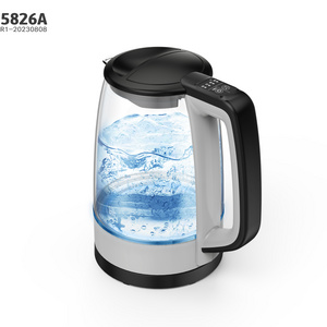 Retro Style 220V Electric glass Body Dry Boil Protection Water Tea Kettle with Thermometer