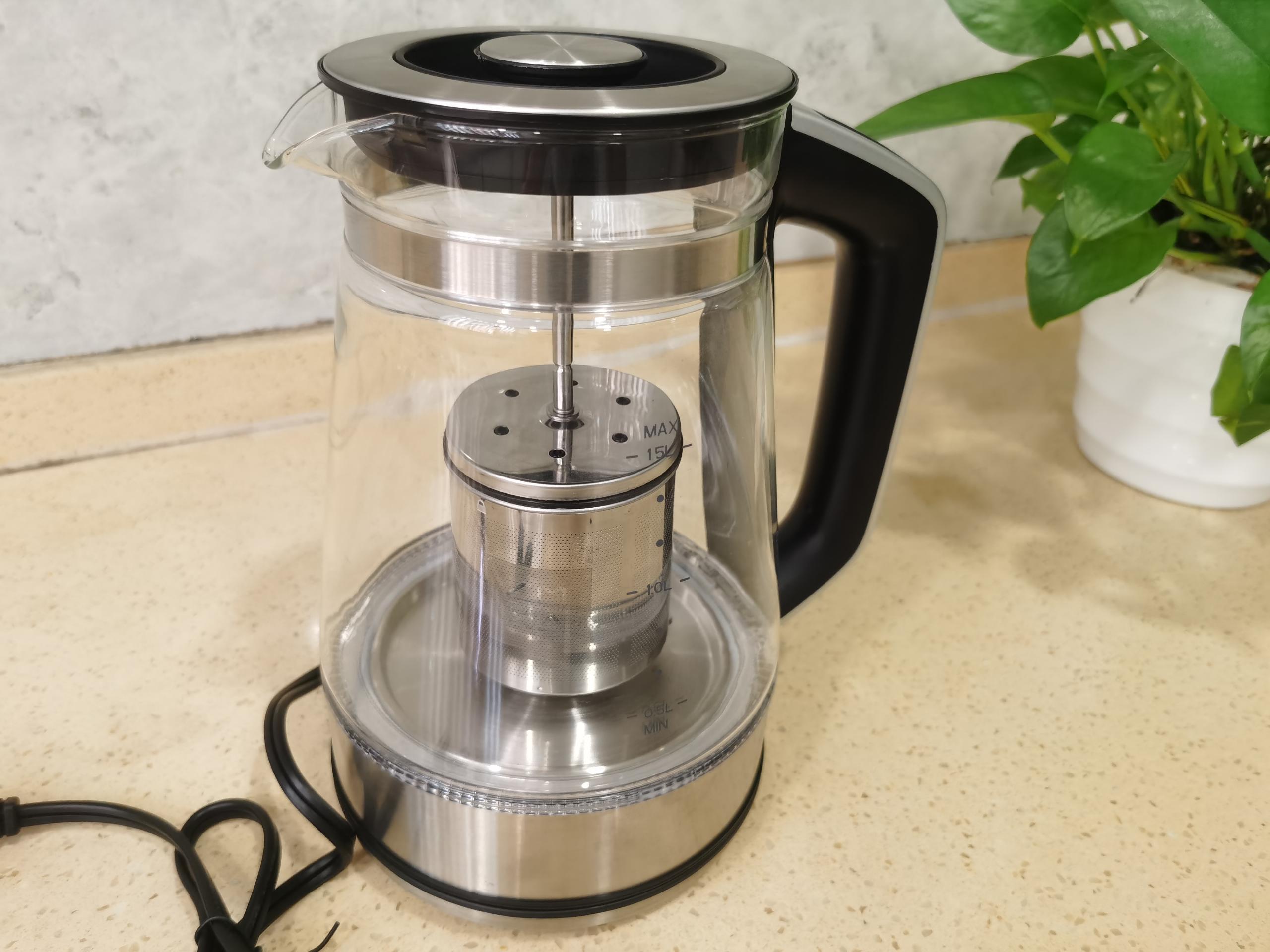 1.7L/1500W Temperature Control Auto Shut-off Keep Warm Function Boil Dry Protection Water Boiler Teapot Glass Tea Kettle