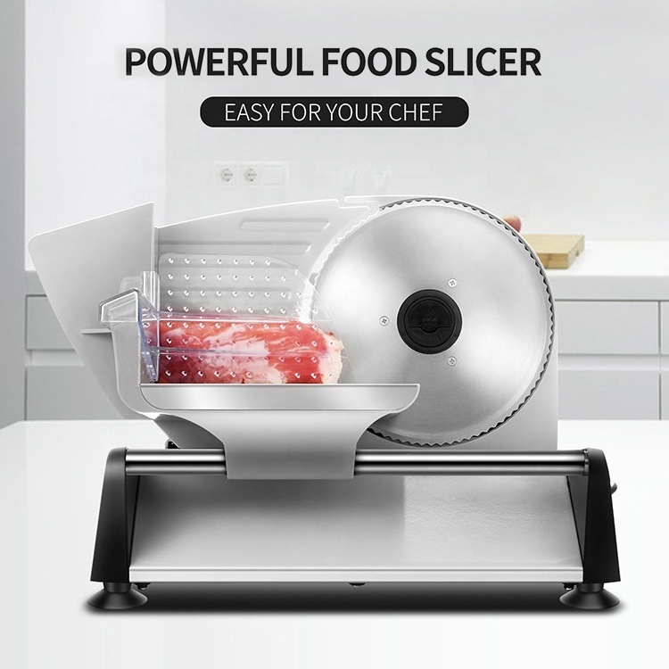 Automatic Stainless Steel 190 mm Gear Blade Lamb Fish Fruit Cutting Food Slicer Thickness Adjustable Electric Frozen Meat Slicer