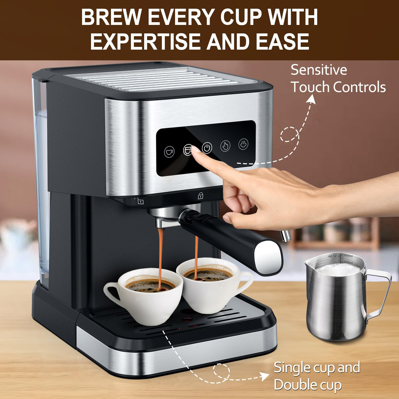 1.8l Detachable Water Tank Smart Coffee Makers 15bar Automatic Espresso Coffee Machine For Home