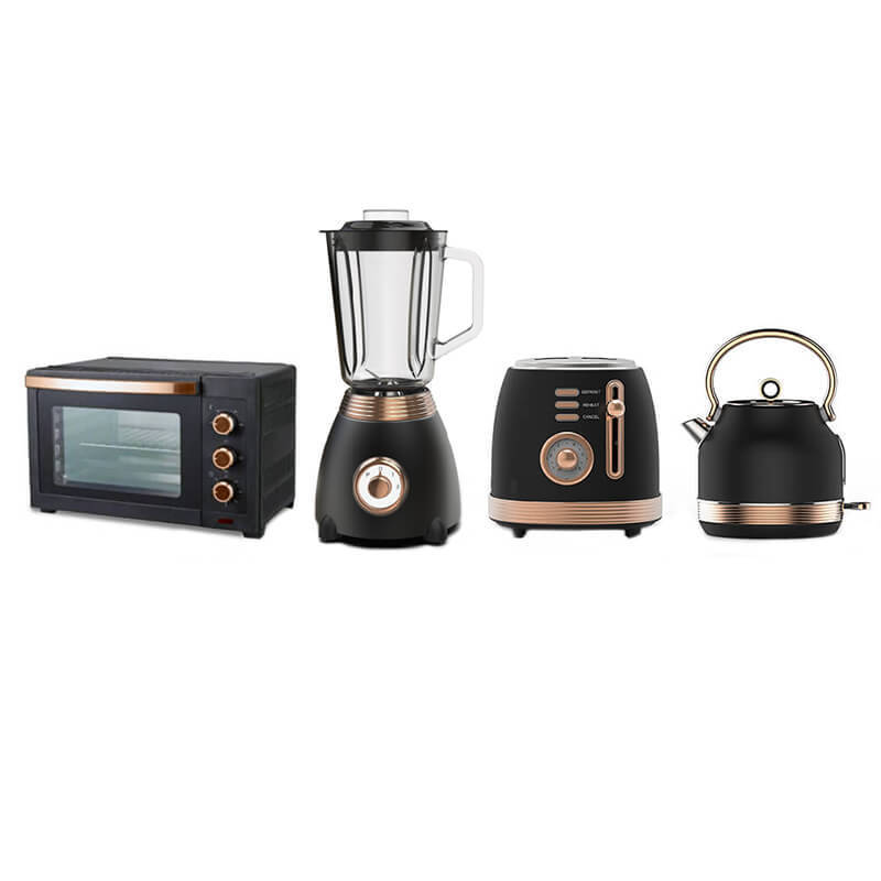 Unique rose gold electric Kitchen appliances retro set 1.7L kettle & 2 slice toaster & 1.5L blender