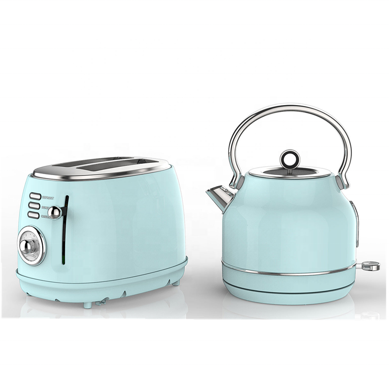 Mint Green Beautiful Breakfast Set 1.7L Water Boil Electric Kettle and 2 Slice Fast Heating Bread Toaster Set