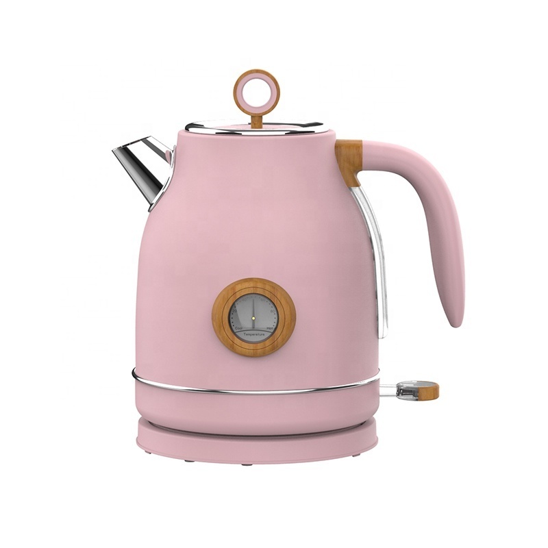 Jar Kettle Cream Color Stainless Steel Home Family Electric Kettle with Thermometer and LED Indicator