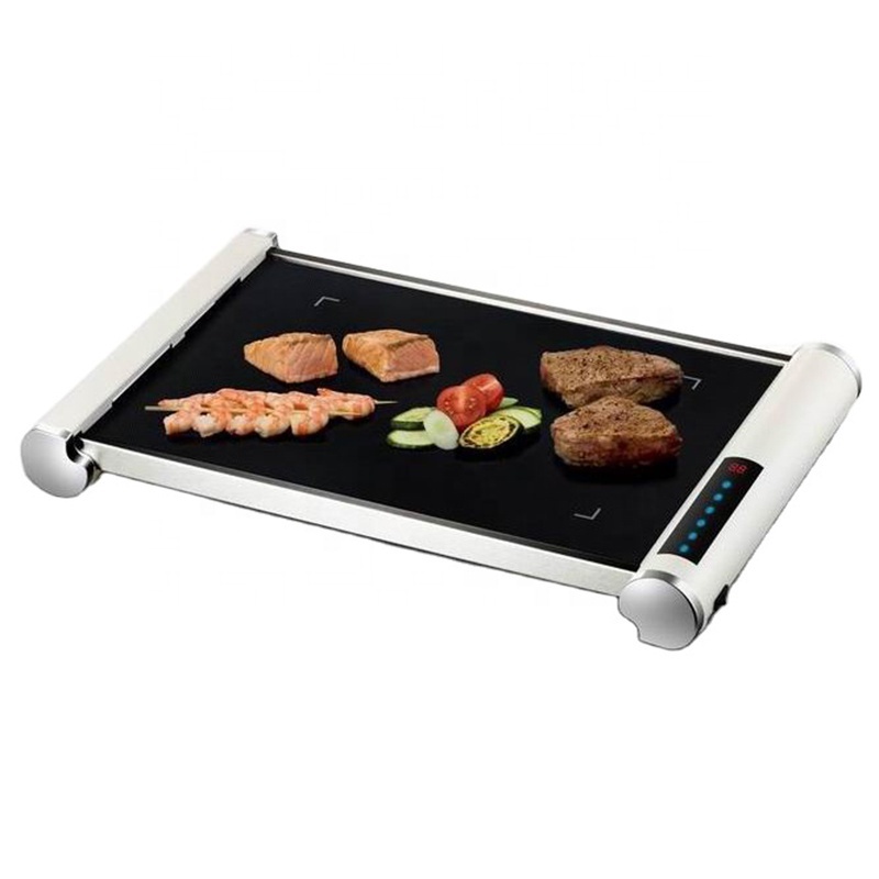 Table Grill High Efficient Fast Heating Ceramic Grilling Surface Hard-Wearing Glass Touch Control Best Electric Plate Grill