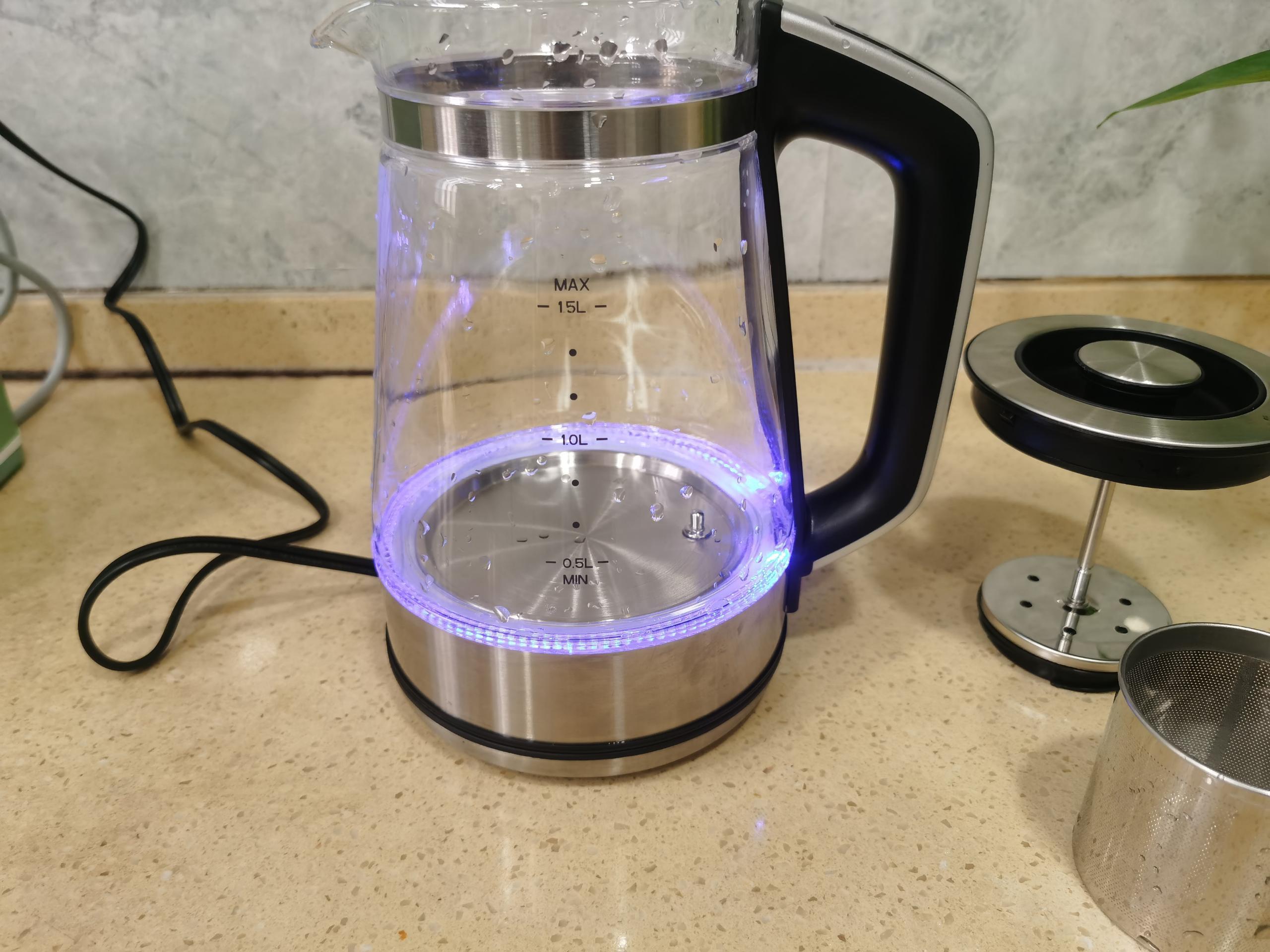 1.7L/1500W Temperature Control Auto Shut-off Keep Warm Function Boil Dry Protection Water Boiler Teapot Glass Tea Kettle