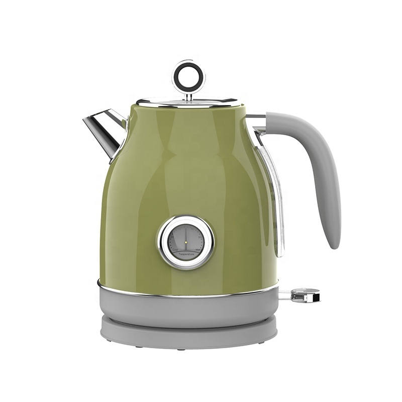 Jar Kettle Cream Color Stainless Steel Home Family Electric Kettle with Thermometer and LED Indicator