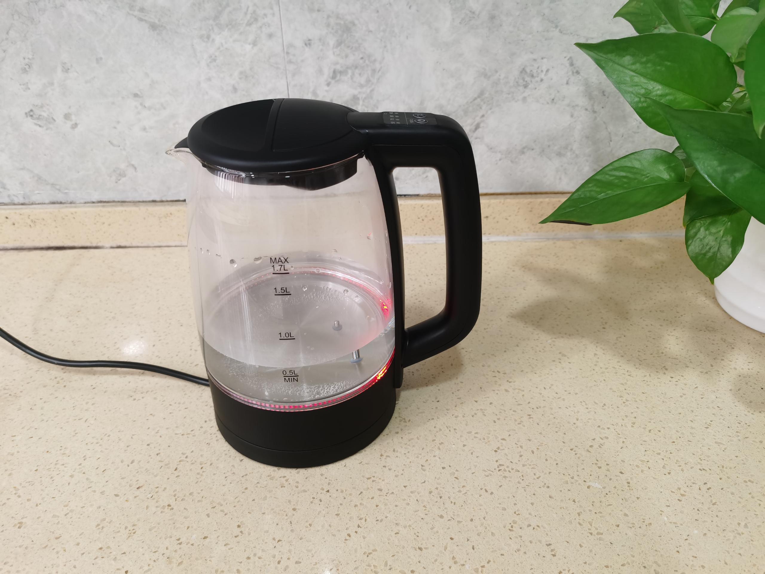 Retro Style 220V Electric glass Body Dry Boil Protection Water Tea Kettle with Thermometer