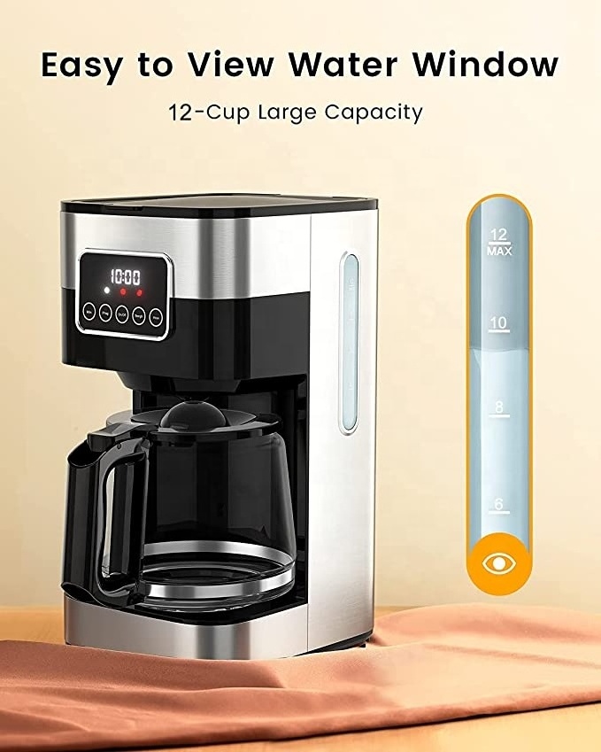 1.5L Soft touch Knob control with LED display  automatic coffee making machine drip coffee maker