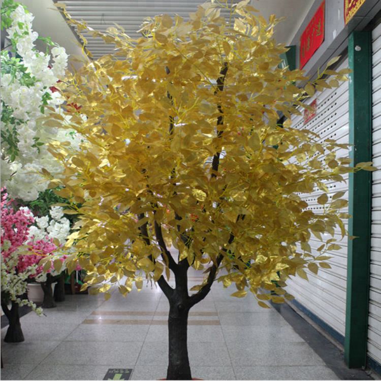 Factory Hotselling Artificial Golden Banyan Trees Large Decorative Ficus Tree