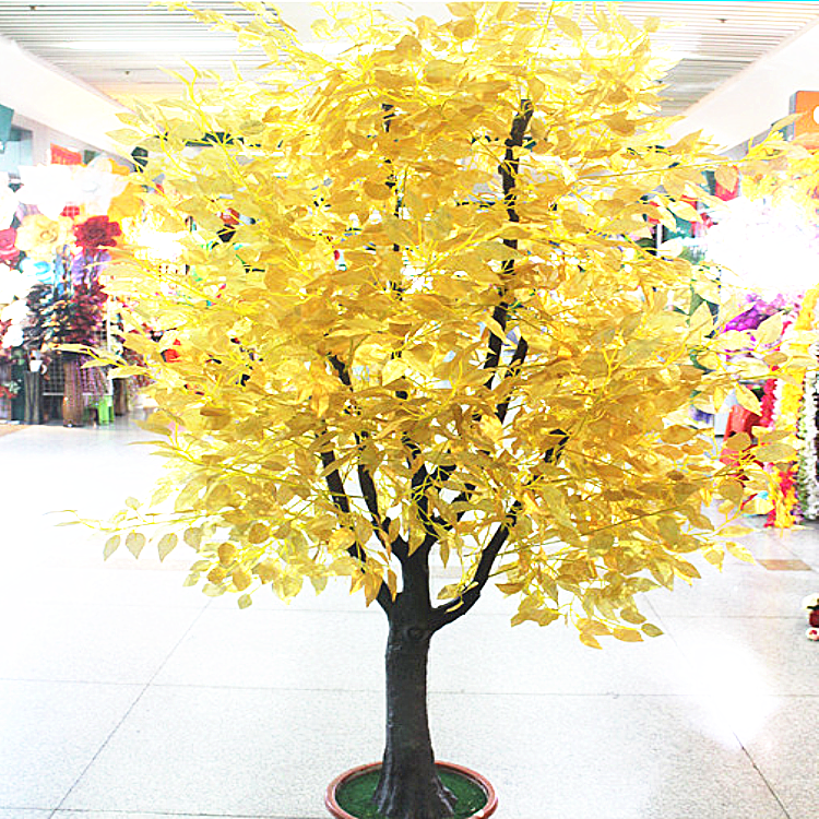 Factory Hotselling Artificial Golden Banyan Trees Large Decorative Ficus Tree