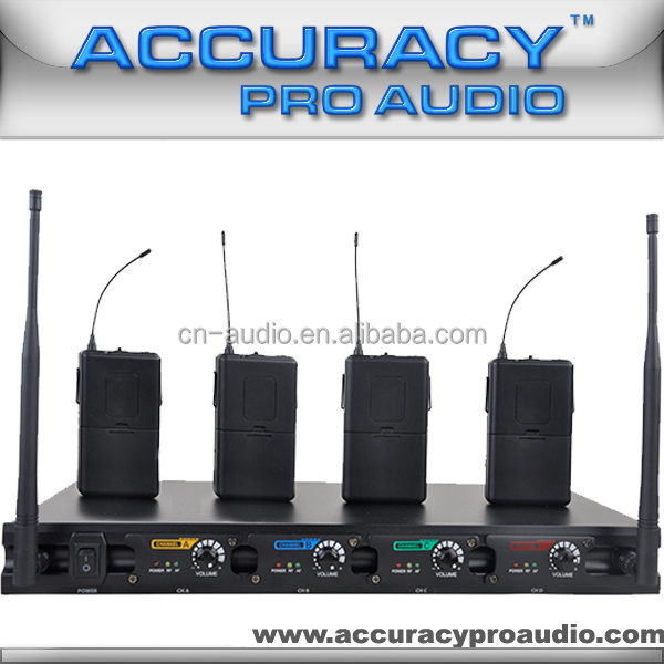 4 Channels Lavalier Body-Pack Wireless mic Mini Microphone UHF-408