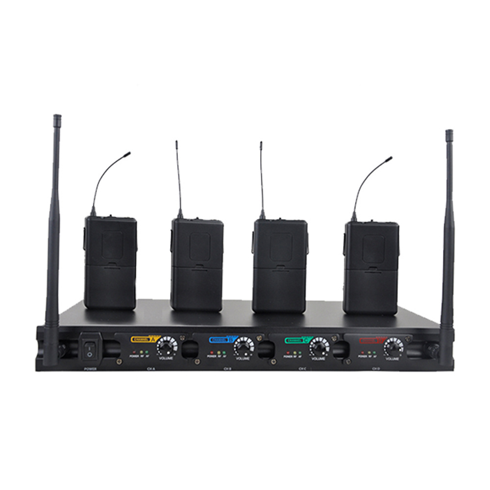 4 Channels Lavalier Body-Pack Wireless mic Mini Microphone UHF-408