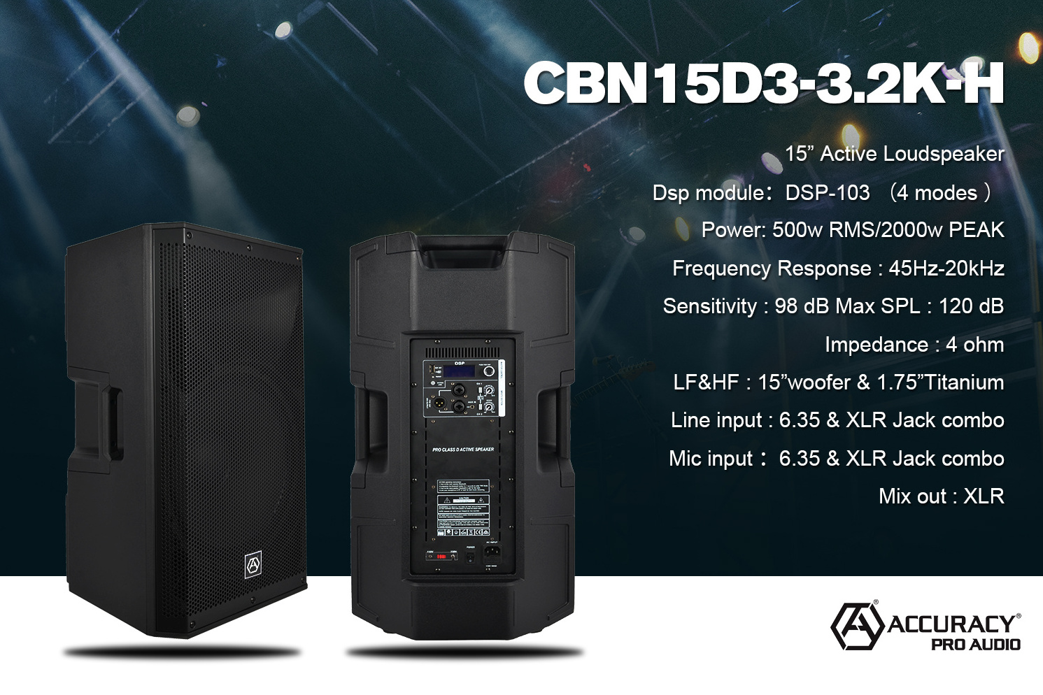 Accuracy Pro Audio CBN15D3-3.2K-H speakers 15 inch 800W DJ home sound box professional loudspeaker powered active speaker