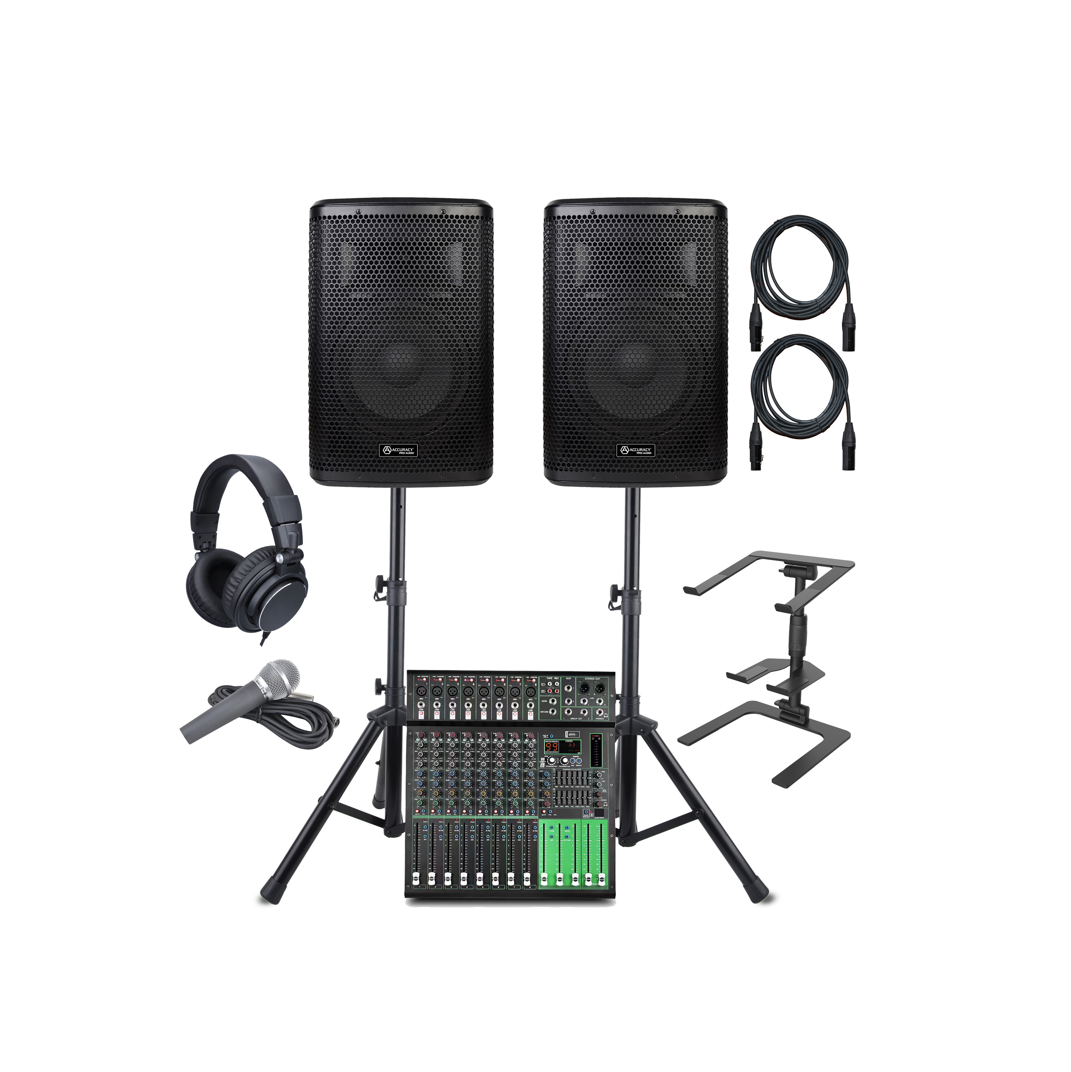 Accuracy DJSET001 PA Sound System DJ Set Equipment Professional Audio Solution DJ Speaker Set System for DJs and Musicians