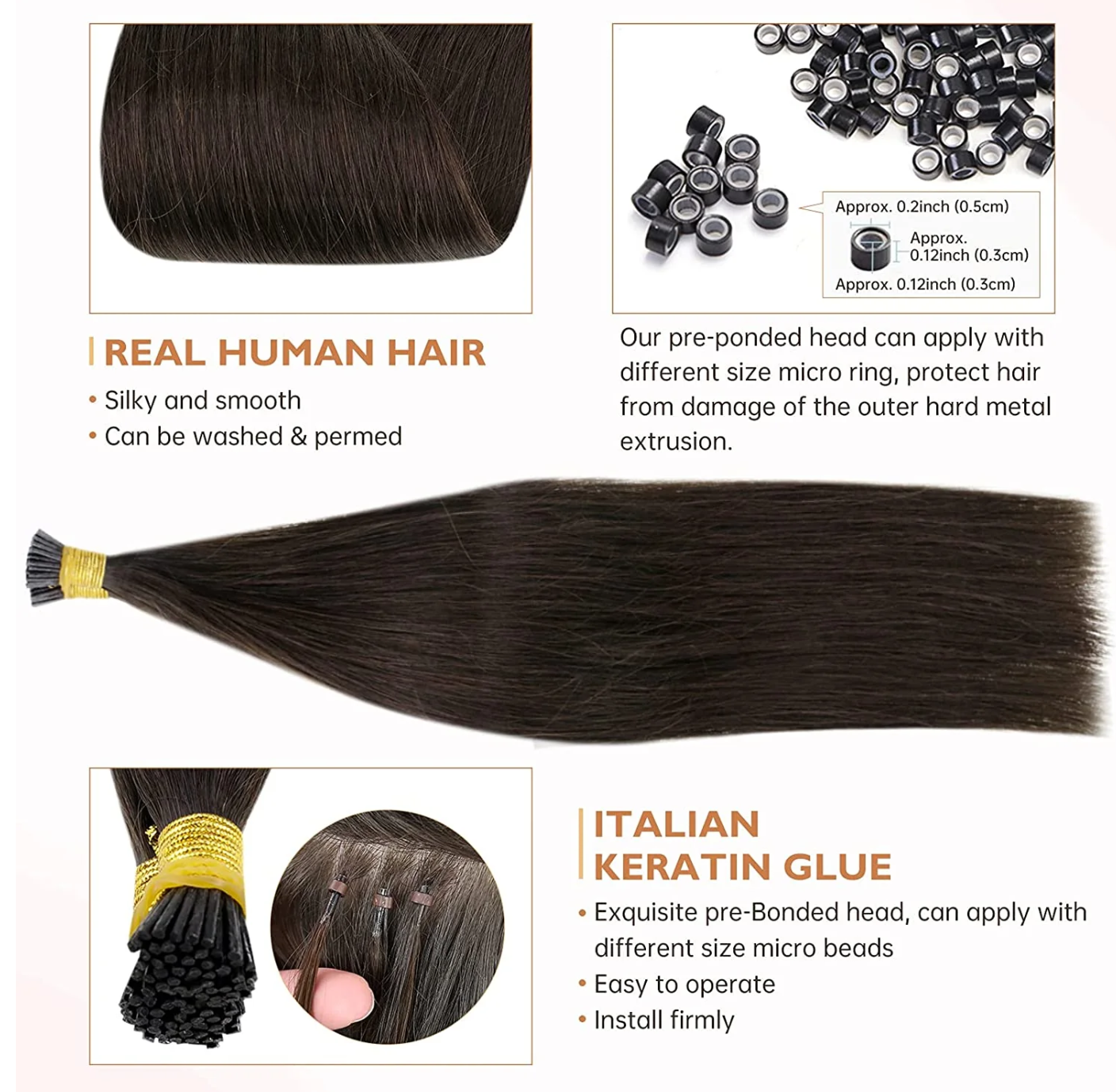 100% real human remy virgin hair no shedding no tangle cuticle aligned i tip hair extensions human hair for woman