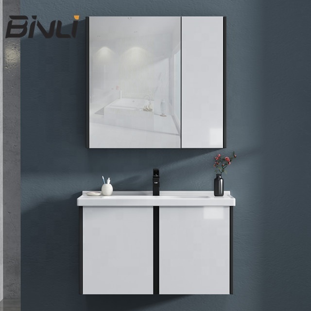 Modern Large Storage Plywood Bathroom Cabinet White Free Painting Finish Bathroom Vanity Cabinet Unit with Single Sink