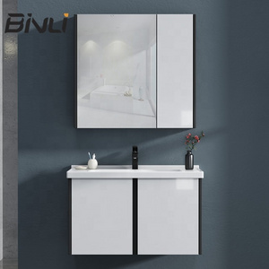 Modern Large Storage Plywood Bathroom Cabinet White Free Painting Finish Bathroom Vanity Cabinet Unit with Single Sink