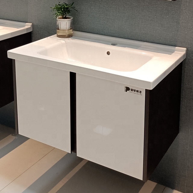 Modern Large Storage Plywood Bathroom Cabinet White Free Painting Finish Bathroom Vanity Cabinet Unit with Single Sink