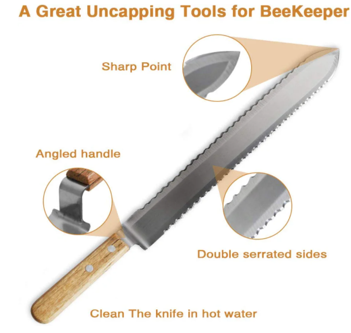 Beekeeping Honey Uncapping Knife Serrated Beekeeping Knife Uncapping Serrated Knife