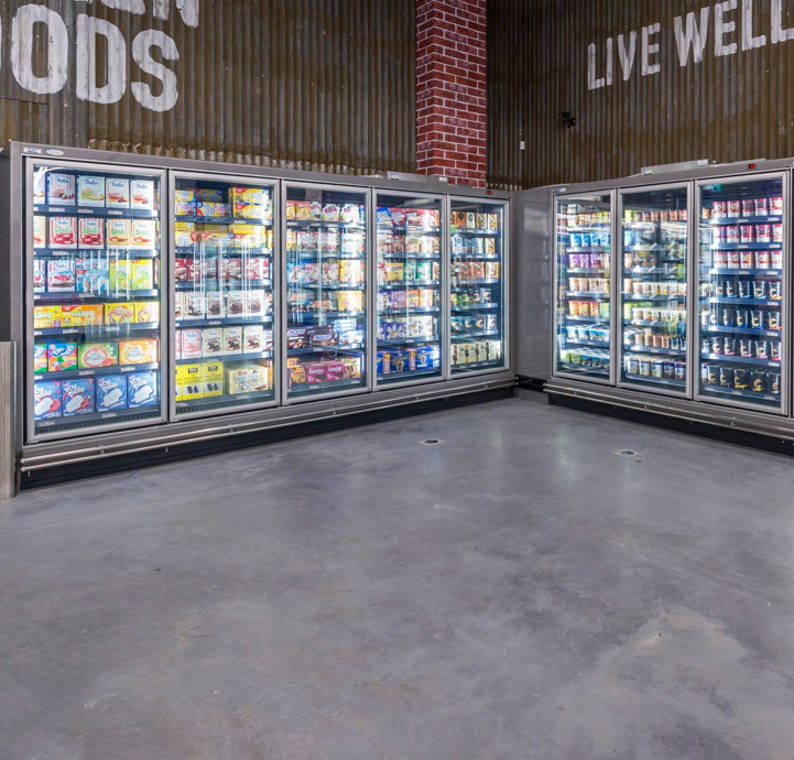 supermarket built in glass door beverage cooler pepsi fridge bottle refrigerator