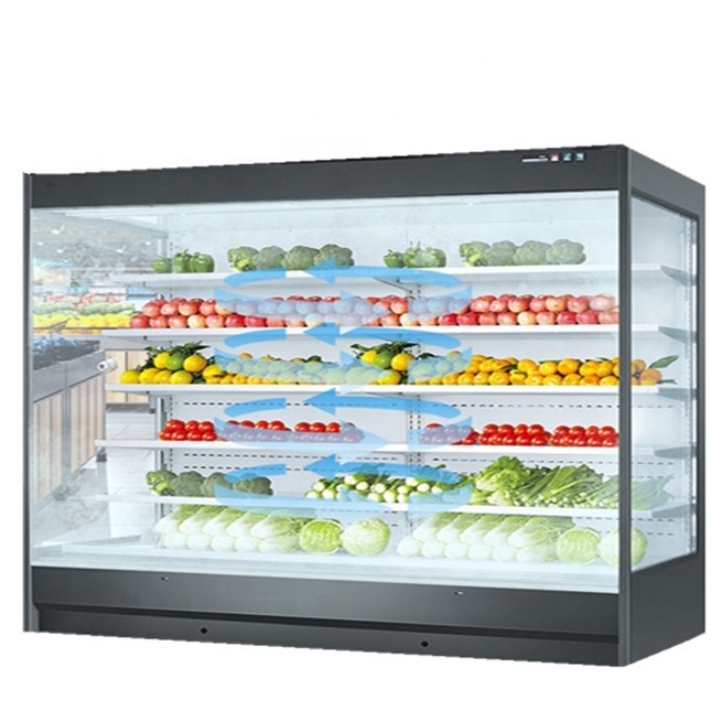 Air curtain fruits refrigerator supermarket open chiller commercial refrigerator