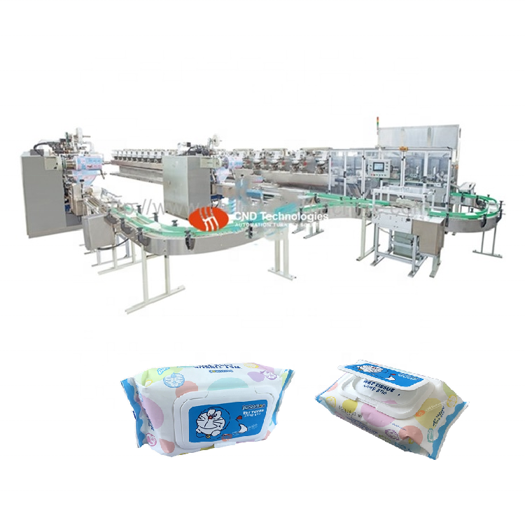 Full automatic 20-120 pcs wet wipes making machine production line wet napkin tissue wrapping machine