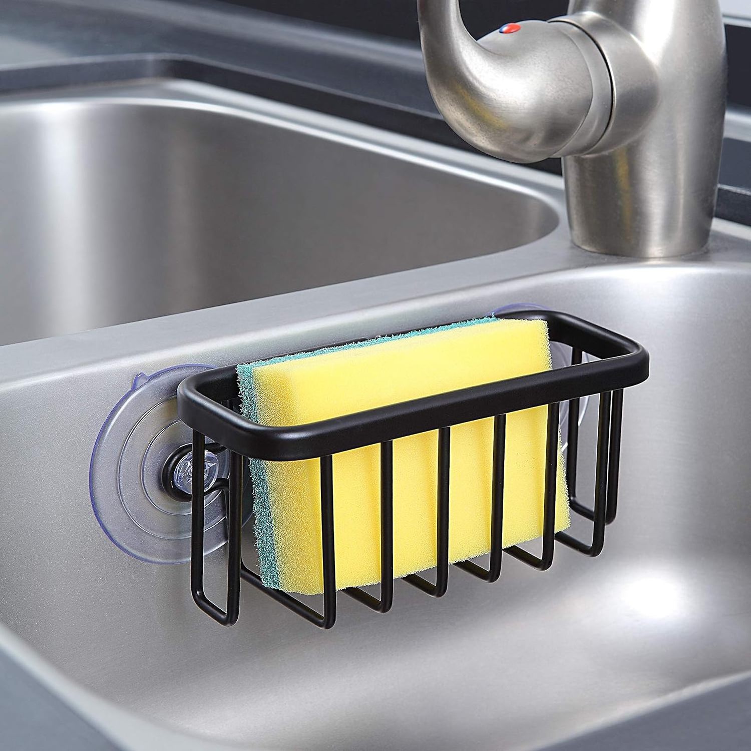 Desktop kitchen sponge drain rack, wall-mounted, steel ball storage rack