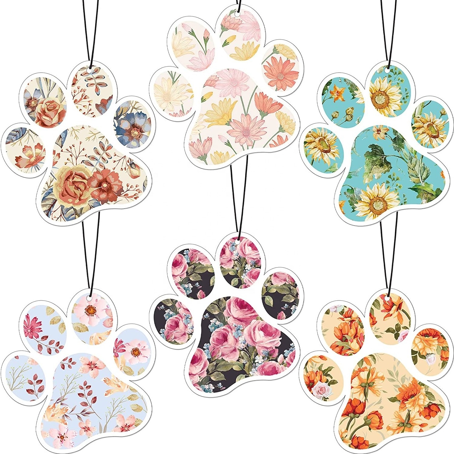 Car Air Freshener Dog Paw Shape Hanging Incense Chips Car Rear view Mirror Pendant Cute Pet Odor Eliminating Air Freshener