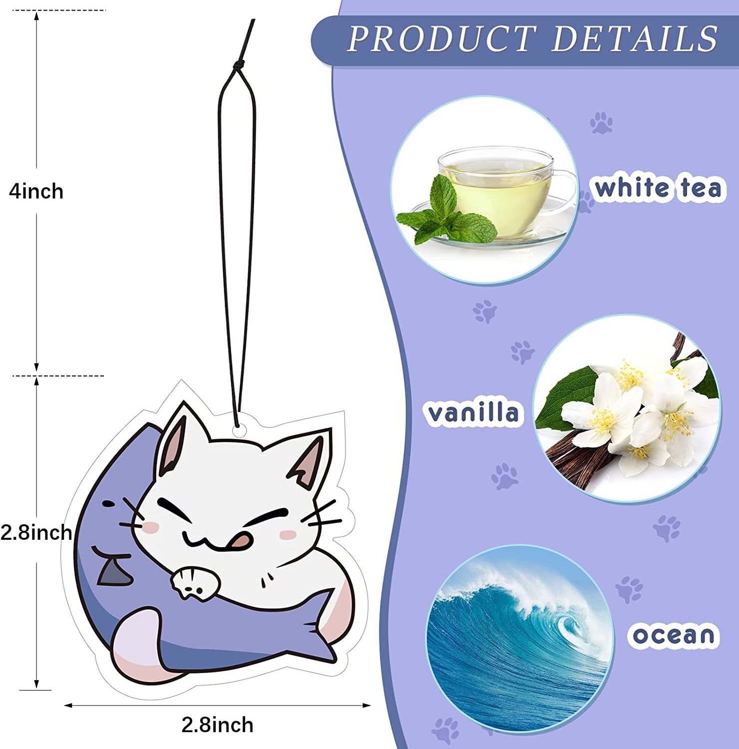 ute Cat Car Air Freshener for Women Girls Long Lasting Funny Cat Car Accessories Little Scented Hanging Air Fresheners