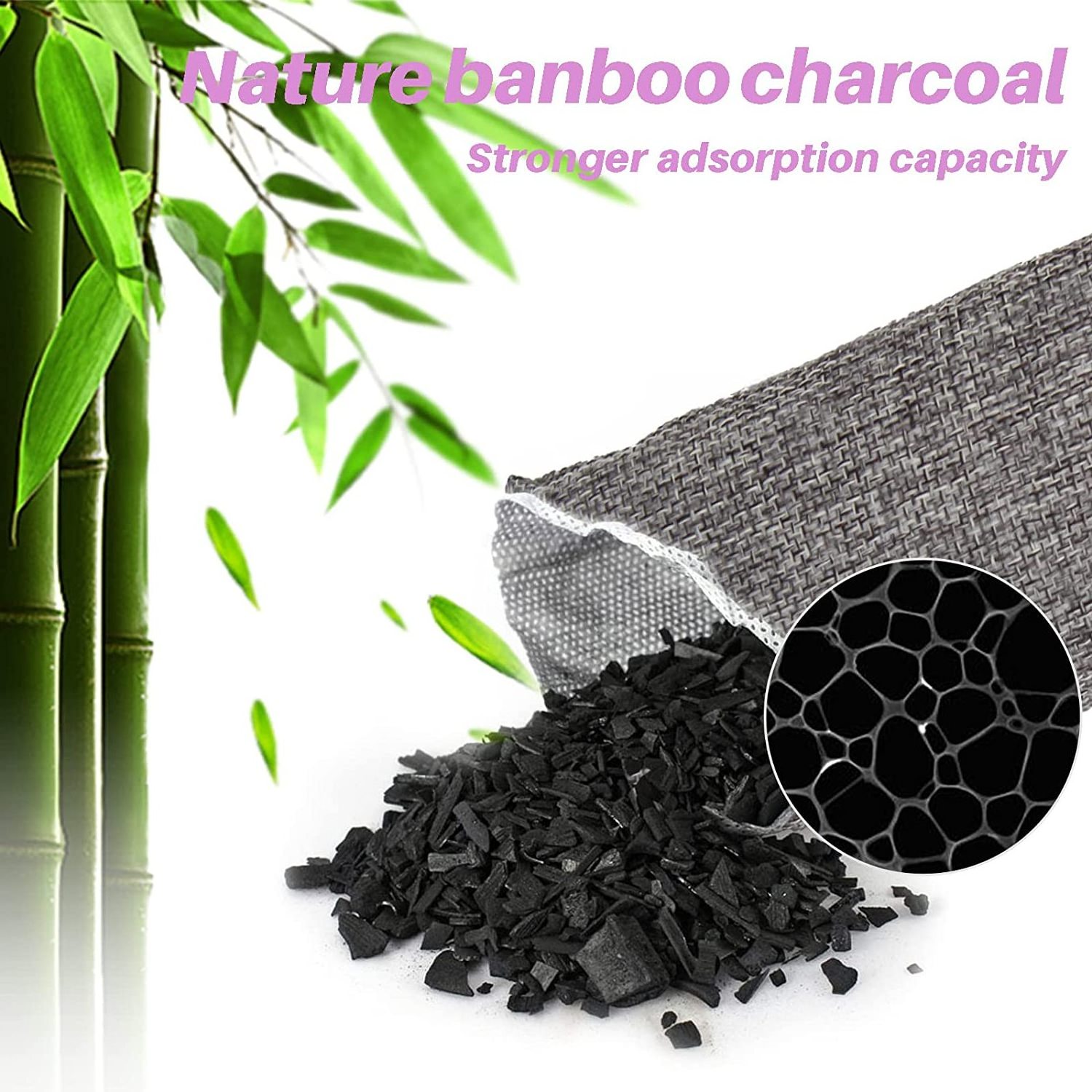 Activated Bamboo Charcoal Air Purifying Bags Charcoal Odor Eliminating Bags for Home & Car Shoes, Closet, Pet