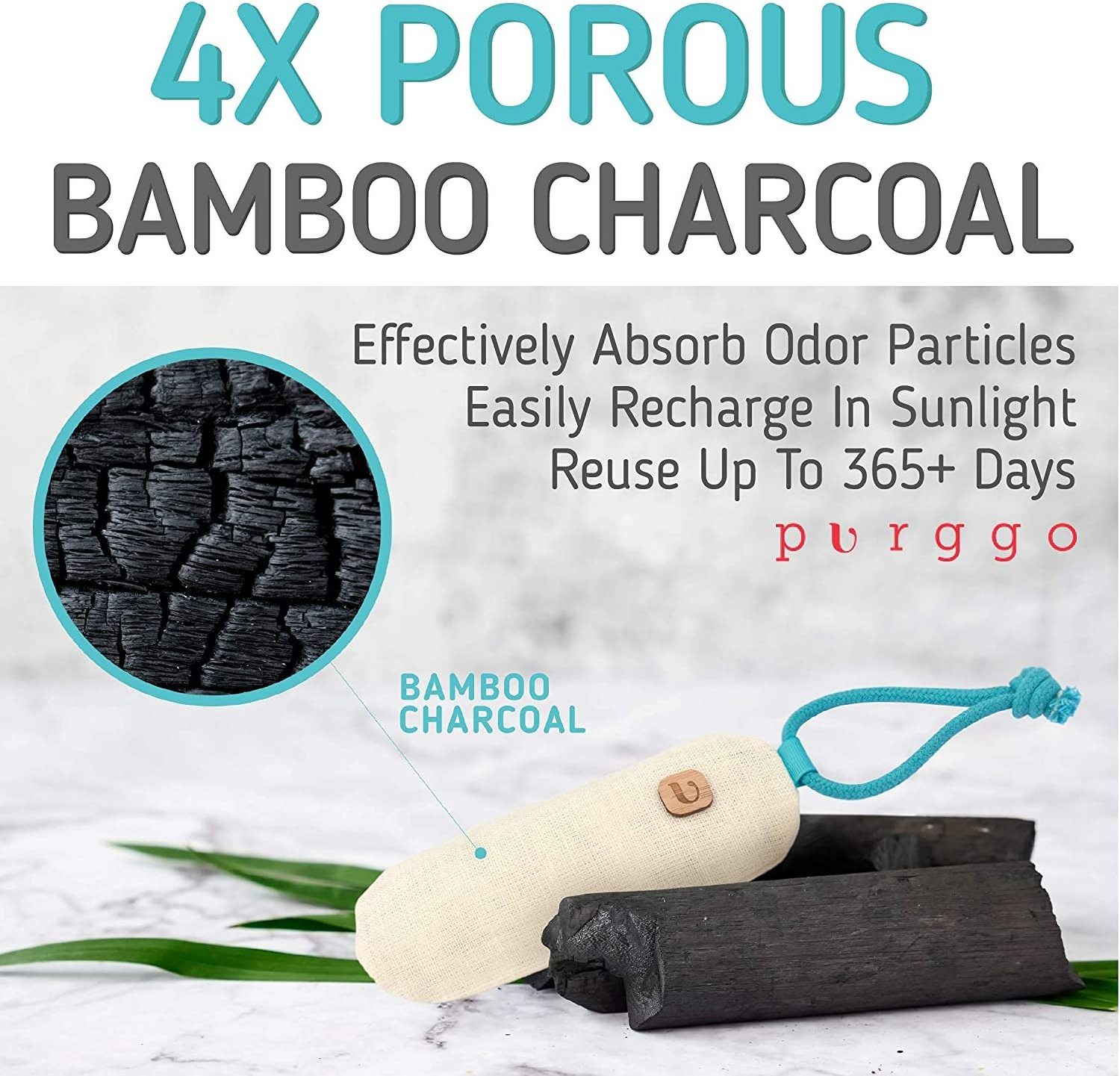 Bamboo Charcoal Air Purifying Bag, Shoe Deodorizer, Odor Eliminator - No Chemicals - Air Freshener for Shoes and Closet