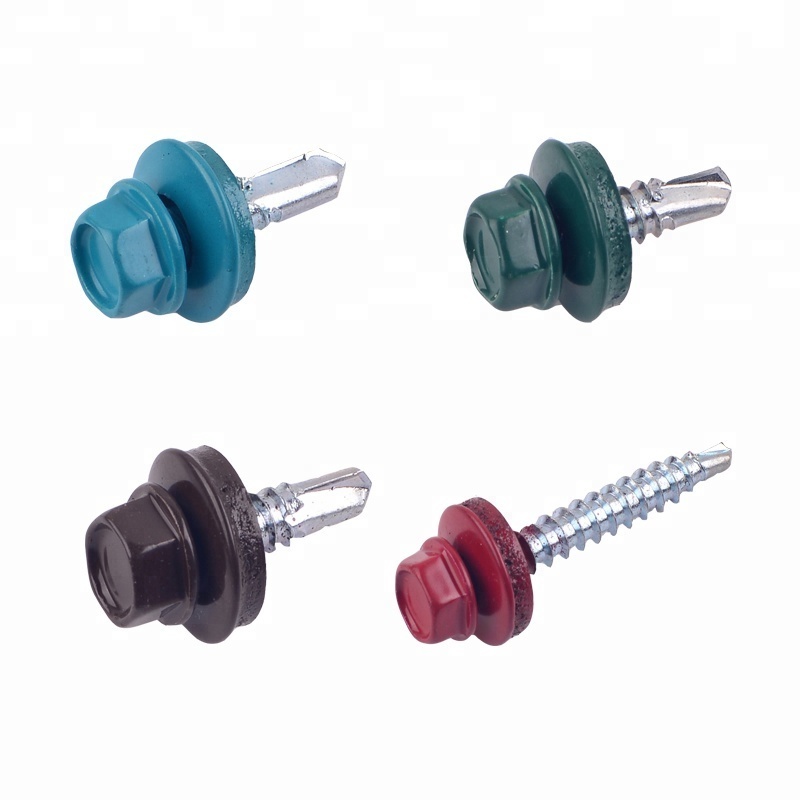 painted hex head drilling screw EPDM washer roofing screws