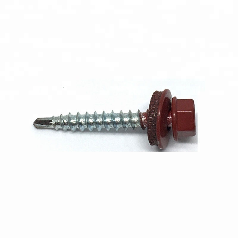 painted hex head drilling screw EPDM washer roofing screws