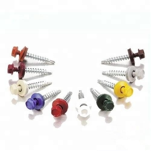 painted hex head drilling screw EPDM washer roofing screws