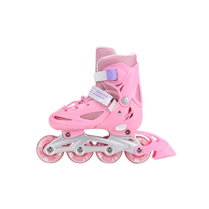 2021 popular hot sell cheap 3 in 1 sensitive brake macaron pink flashing roller for children inline skate