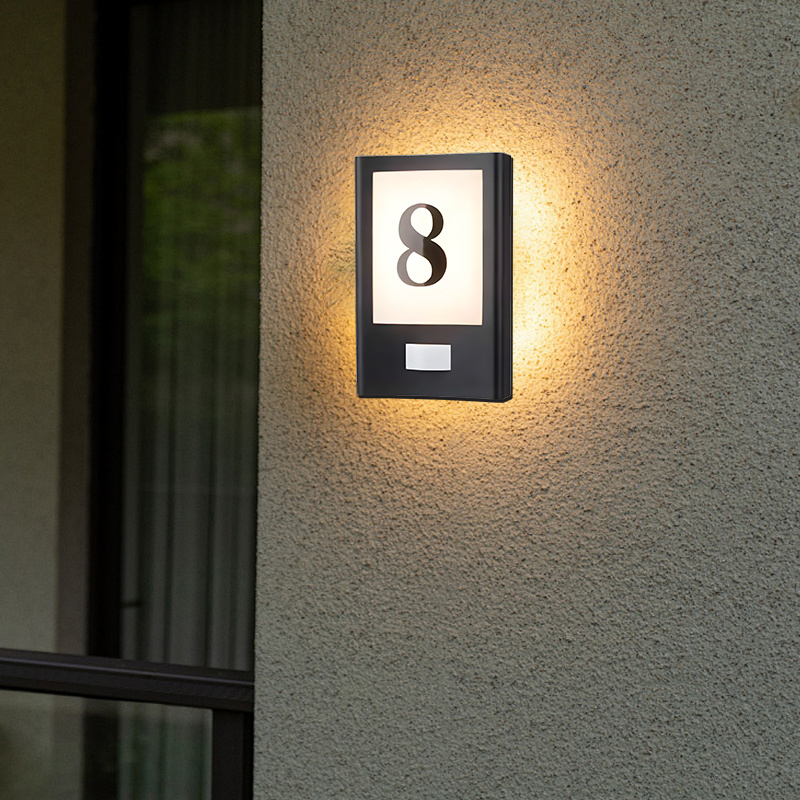 Modern light luxury full plastic outdoor lamps can be customized house number Rainproof Porch Led Wall Light